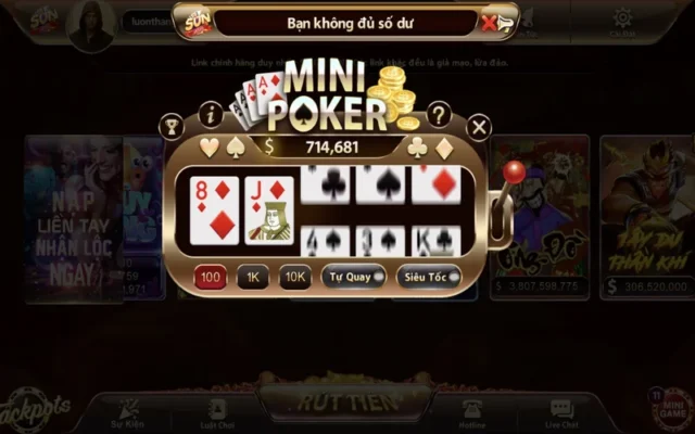 mini poker sunwin su dung bo bai tay nhung la mot loai hinh quay so